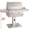 FM Choice Multi-User Accessible CMA430s 24" Patio Post Mount Grill with Analog Thermometer and 1-Hour Timer, NG/LP