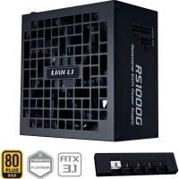 Lian Li RS 1000W Rotational Shift Fully Modular ATX Power Supply (W/USB Fan Hub) 90 AC Inlet, Cybenetics Platinum, 80+ Gold, ATX 3.1, PCIe 5.1, 12V-2x6 Cable, Black ()