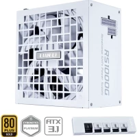 Lian Li RS 1000W Rotational Shift Fully Modular ATX Power Supply (W/USB Fan Hub) 90 AC Inlet, Cybenetics Platinum, 80+ Gold, ATX 3.1, PCIe 5.1, 12V-2x6 Cable, White ()