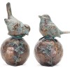 Perched Bird on Orb with Bronze Finish (Set of 2)