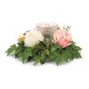 Mixed Peony Floral Candle Holder with Glass Insert 15"D