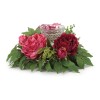 Mixed Peony Floral Candle Holder with Glass Insert 15"D