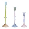 Multicolored Glass Taper Candle Holder (Set of 3)