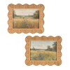 Scalloped Bamboo Framed Landscape Print (Set of 2)