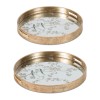 Bird and Floral Etched Mirror Tray (Set of 2)