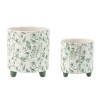 Botanical Bird Print Dolomite Planter (Set of 2)