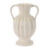 Stoneware led Ribbed Vase 9"H
