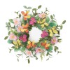 Pansy and Butterfly Floral Candle Ring 17 Inch
