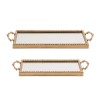 Gold Beaded Mirror Tray (Set of 2)