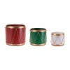 Metal Drum Containers with Gold Rope Detail (Set of 3)
