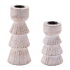 White Washed Wood Taper Candle Holder (Set of 2)