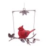 Cardinal on Branch Ornament Set of 4 7"H Resin & Metal