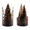 Cut Metal Snowman and Cabin Candle Holder (Set of 2)