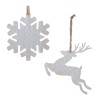 Snowflake and Deer Ornament Set of 12 5.25"H & 6"H Metal/Jute