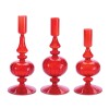 Ribbed Glass Taper Candle Holder (Set of 3)