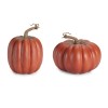 Rustic Ribbed Decorative Pumpkins (Set of 2)