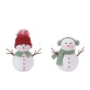 Plush Snowman Figurines with Knit Hats and Scarves (Set of 6)