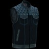 Men\'s Denim Leather Motorcycle Vest with Conceal Carry Pockets SOA Biker Club Vest Blue Stitching Diamond Padding Snap Zipper Closure