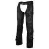 Unisex Black Reflective and Vented Premium Cowhide Leather Biker Motorcycle Riding Chaps