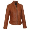 s\' Ladies Premium Soft Lightweight Brown Fitted Leather Jacket