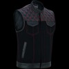 Men\'s Denim Leather Motorcycle Vest with Conceal Carry Pockets SOA Biker Club Vest Red Stitching Diamond Padding Snap Zipper Closure