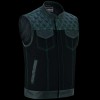 Men\'s Denim Leather Motorcycle Vest with Conceal Carry Pockets SOA Biker Club Vest Green Stitching Diamond Padding Snap Zipper Closure