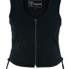 Women\'s Black Denim V Neck Vest with Zipper side laces