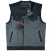 s Men\'s Grey Denim Leather Motorcycle Vest with CCW Pockets