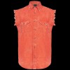 Mens Cutoffs Orange Acid Wash Shirt