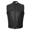 High Mileage Men\'s Zipper and Snap Closure Leather Club Vest with padding Quick Access with American Flag Liner