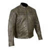 High Mileage Men\'s Distressed Brown Padded and Vented Leather Scooter Jacket