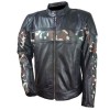 H/M Leather Scooter Jacket with Camouflage Chest and Sleeve Stripes