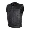 Men\'s Zipper and Snap Closure Leather Motorcycle Club Vest Quick Access Gun Pocket