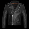 Men\'s Premium Leather Classic Motorcycle Jacket Plain Side w/ Belted Waist