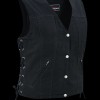 Women\'s Black Denim V Neck Vest with Snap opening side laces