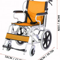 Colorful Lightweight Transport Wheelchair Medical Orthopedic Foldable Portable (Orange)