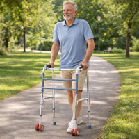 Folding Walker with Removable Wheels Adjustable Height Light but strong easy clean mobility walker