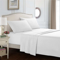 White Bed Sheets Set Full Queen King Size Deep Pocket 4 Piece Set