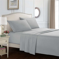 Gray Bed Sheets Set Full Queen King Size Deep Pocket 4 Piece Set