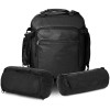 Rival Series 3pc Rock Design Top grain High Quality Leather Plain Black Sissy Bar Bag Set