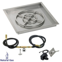 American Fireglass 24 in. Square Stainless Steel Drop-In Pan with Spark Ignition Kit - Natural Gas