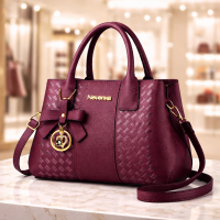 Burgundy Leather Handbag  with Shoulder Strap Stylish & Functional 6 Pockets