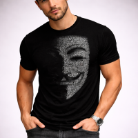 Men's Graphic Print T-Shirt V for Vendetta Crew Neck - Short Sleeve - Fashion Tee