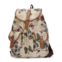 Midsize Backpack with Butterflies Front pockets with buckles - inside pocket with zipper