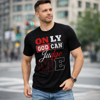 Men's Graphic Print T-Shirt Only God Can Judge Me Crew Neck - Short Sleeve - Fashion Tee