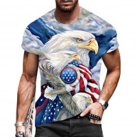 Men's Graphic Print T-Shirt American Eagle USA Flag Crew Neck - Short Sleeve - Fashion Tee