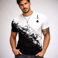 Ace of Spades T Shirt Mens Poker Graphic Crew Neck Short Sleeve Casino T Black