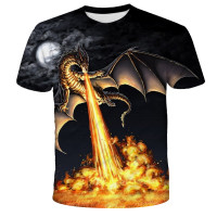 Men's Graphic Print T-Shirt  Fire Breathing Dragon Crew Neck - Short Sleeve - Fashion Tee