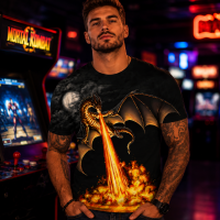 Fire Breathing Dragon T Shirt Men 3D Dark Fantasy Gothic Halloween Mythical