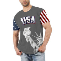 Men's Graphic Print T-Shirt America # 1 - Statue of Liberty - Stars & Stripes Round Neck - Short Sleeve - Fashion Tee